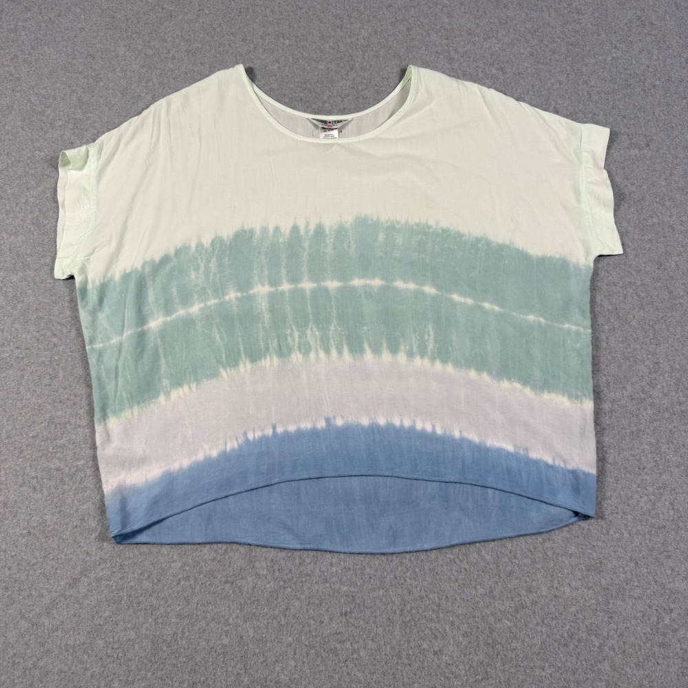 Hard Tail Forever Womens XS Tie Dye Rayon Oversized High Low Top Blue Green 1360